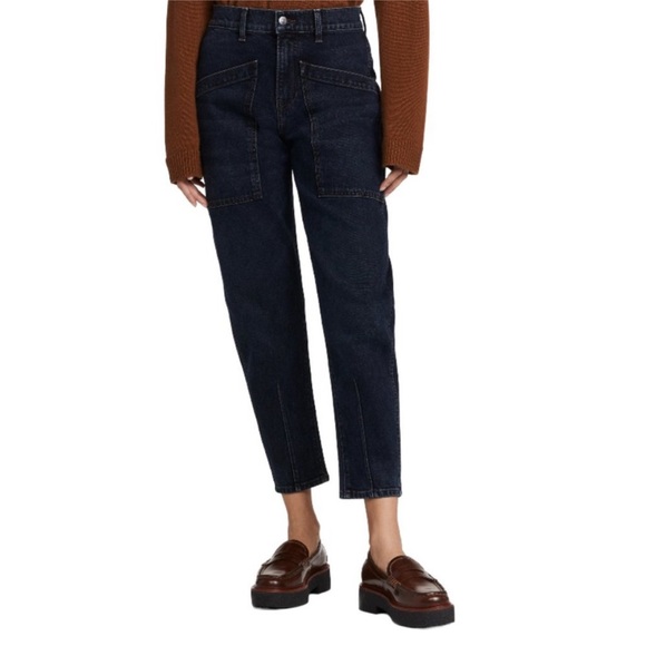 Veronica Beard Charlie Barrel Patch Pocket High Waist Jeans Size 25